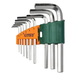 Ключи шестигранные 9шт 1.5-10мм CrV (короткие) GRAD (4022075) №2