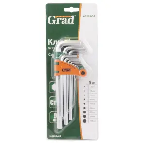 Ключі шестигранні 9шт 1.5-10мм CrV (середні) GRAD (4022085) №7