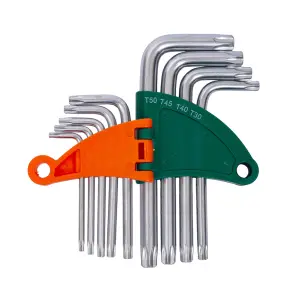 Ключі TORX 9шт T10-T50мм CrV (короткі з отвором) GRAD (4022275) №2