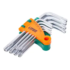Ключі TORX 9шт T10-T50мм CrV (короткі з отвором) GRAD (4022275) №7