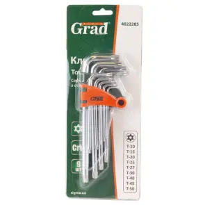 Ключи TORX 9шт T10-T50мм CrV (средние с отверстием) GRAD (4022285) №6