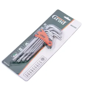 Ключи TORX 9шт T10-T50мм CrV (средние с отверстием) GRAD (4022285) №7