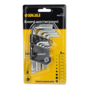 Ключі шестигранні 9шт 1.5-10мм CrV (короткі куля) SIGMA (4022111) №2