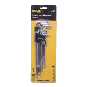 Ключи TORX 9шт T10-T50мм CrV (длинные с отверстием) SIGMA (4022231) №8