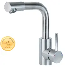 Смеситель KT Ø35 для раковины Г-гусь на гайке SS AQUATICA KT-1A370P (9722021)