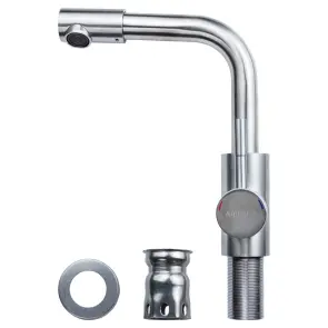 Смеситель KT Ø35 для раковины Г-гусь на гайке SS AQUATICA KT-1A370P (9722021) №4