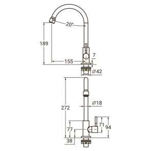 Змішувач KT 1/2" монокран на гайці SS AQUATICA KT-1G170P (9722601) №2