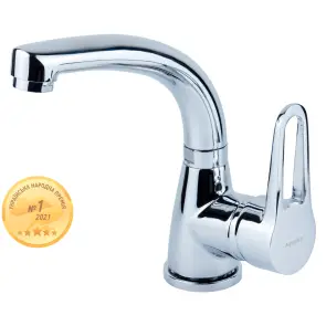 Смеситель HL Ø35 для раковины гусь изогнутый на гайке AQUATICA HL-1A230C (9734000) №1