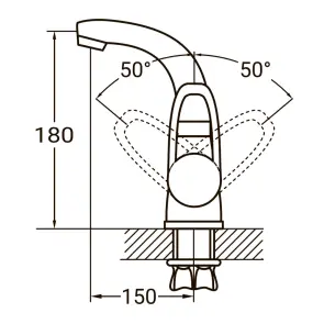 Смеситель HL Ø35 для раковины гусь изогнутый на гайке AQUATICA HL-1A230C (9734000) №2