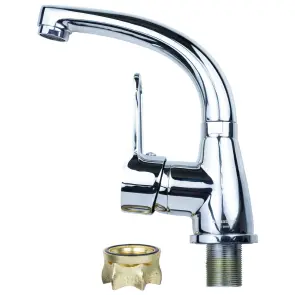 Смеситель HL Ø35 для раковины гусь изогнутый на гайке AQUATICA HL-1A230C (9734000) №4