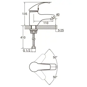 Смеситель HM Ø40 для раковины литой на гайке AQUATICA HM-1A131C (9736000) №2