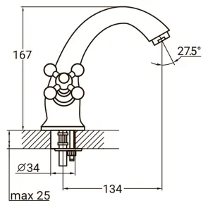 Смеситель PL 1/2" для раковины литой на шпильке AQUATICA PL-2A155C (9777000) №2