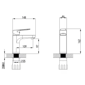 Змішувач MARMORE Ø35 для раковини литий на гайці CORSO DB-1A138C (9623000) №7