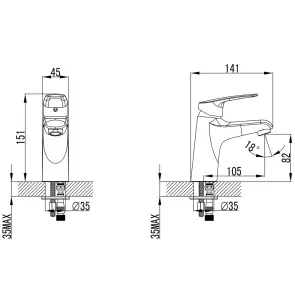Смеситель SERIO Ø35 для раковины литой на шпильке CORSO DC-2A146C (9626000) №5