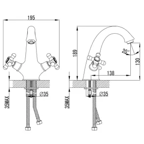 Смеситель ARNO 1/2" для раковины литой на шпильке CORSO FE-2A152C (9679000) №6