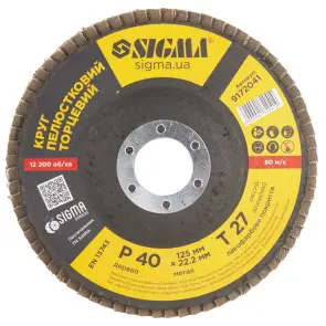 Круг пелюстковий торцевий Т27 (прямий) Ø125мм P40 SIGMA (9172041) №2