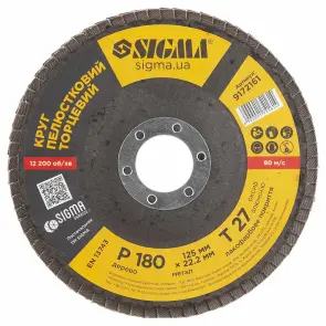 Круг пелюстковий торцевий Т27 (прямий) Ø125мм P180 SIGMA (9172161) №2