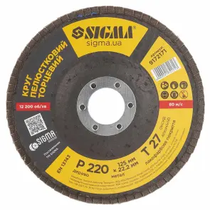 Круг пелюстковий торцевий Т27 (прямий) Ø125мм P220 SIGMA (9172171) №2