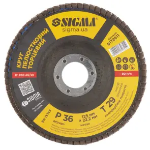 Круг пелюстковий торцевий Т29 (конічний) Ø125мм P36 SIGMA (9172611) №2