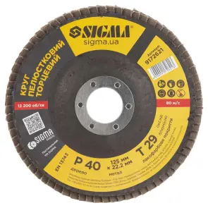 Круг лепестковый торцевой Т29 (конический) Ø125мм P40 SIGMA (9172621) №2