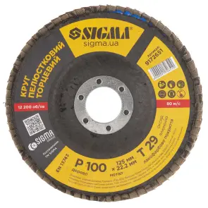 Круг пелюстковий торцевий Т29 (конічний) Ø125мм P100 SIGMA (9172651) №2