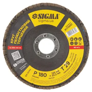 Круг пелюстковий торцевий Т29 (конічний) Ø125мм P180 SIGMA (9172681) №2
