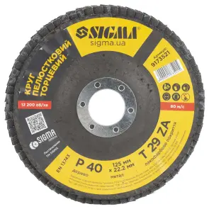 Круг пелюстковий торцевий Т29 (конічний) ZA Ø125мм P40 SIGMA (9173521) №2