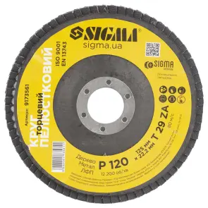 Круг пелюстковий торцевий Т29 (конічний) ZA Ø125мм P120 SIGMA (9173561) №2