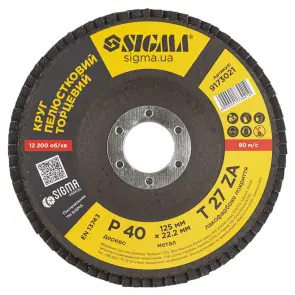 Круг пелюстковий торцевий Т27 (прямий) ZA Ø125мм P40 SIGMA (9173021) №2