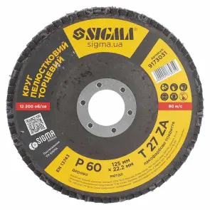 Круг пелюстковий торцевий Т27 (прямий) ZA Ø125мм P60 SIGMA (9173031) №2