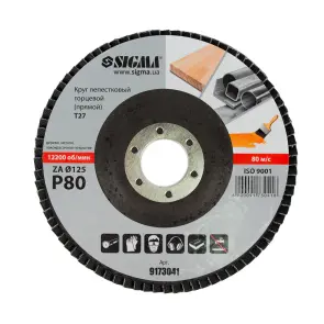 Круг пелюстковий торцевий Т27 (прямий) ZA Ø125мм P80 SIGMA (9173041) №2