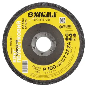 Круг пелюстковий торцевий Т27 (прямий) ZA Ø125мм P100 SIGMA (9173051) №2
