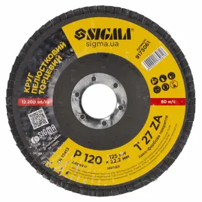 Круг пелюстковий торцевий Т27 (прямий) ZA Ø125мм P120 SIGMA (9173061) №2