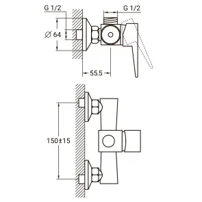 Смеситель HK Ø35 для душа AQUATICA HK-1D130C (9732300) №2