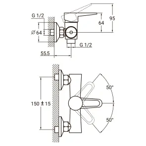 Змішувач HL Ø35 для душу AQUATICA HL-1D130C (9734300) №2