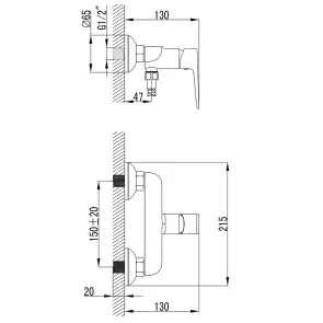 Змішувач LUGANO Ø25 для душу CORSO CH-1D147C (9620300) №3
