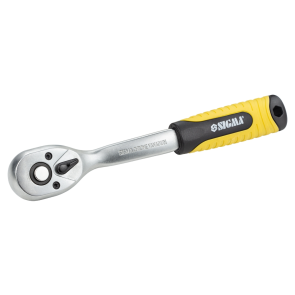 Ключ-тріскачка з вигнутою ручкою 3/8" 200мм 72T CrV SIGMA (6050081) №3