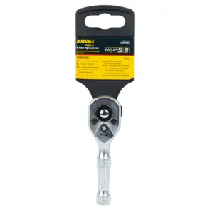 Ключ-трещотка укороченная с металлической ручкой 1/4" 90мм 45T CrV SIGMA (6050211) №4