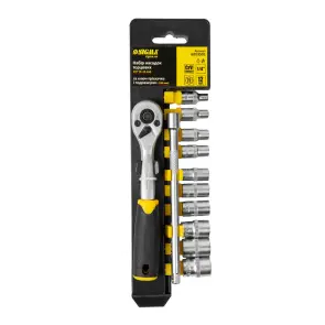 Набор торцевых насадок 1/4" + ключ-трещотка и удлинитель 12шт CrV SIGMA (6003501) №2