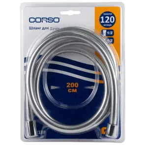 Шланг для душа 1/2" ПВХ 3-х слойный с подшипником серебристый 200см CORSO XB-0138 (9691613) №3