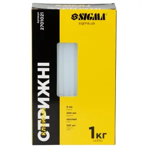 Стрижні клейові Ø8×200мм 1кг (прозорі) SIGMA (2701021) №1