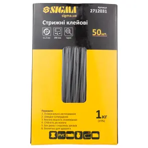 Стрижні клейові Ø11.2×200мм 1кг (чорні) SIGMA (2712031) №1