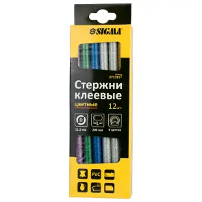Набір стрижнів клейових Ø11.2×200мм 12шт 0.24кг (кольорові) SIGMA (2713151) №2