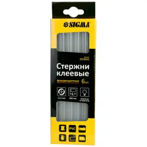 Стрижні клейові Ø11.2×200мм 6шт (флуоресцентні) SIGMA (2714251) №2