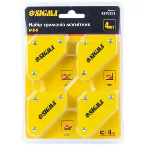 Набор держателей магнитных мини 4кг 52×20×40×16×38мм (45,90,135°) 4шт SIGMA (4270251) №5