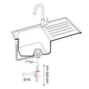 Сифон для кухонної мийки Neo Air 1½"×Ø40мм з відведенням WIRQUIN (9542330) №2