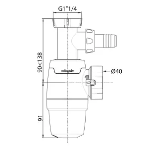 Сифон для раковины Neo Air 1¼"×Ø40мм с подводом WIRQUIN (9541357) №2