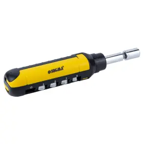 Отвертка с реверсом + торцевые насадки и биты 1/4" 13шт CrV SIGMA (4001931) №6