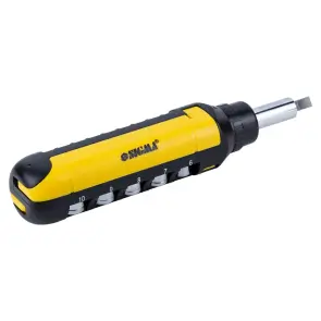 Отвертка с реверсом + торцевые насадки и биты 1/4" 13шт CrV SIGMA (4001931) №7