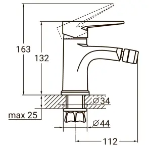 Змішувач HK Ø35 для біде на гайці AQUATICA HK-1F130C (9732500) №4